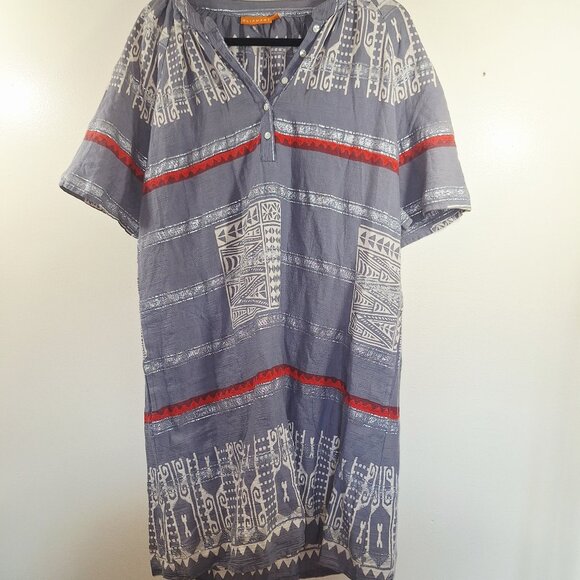 Oliphant Pattern Dress casual midi short sleeve size large - Picture 1 of 4